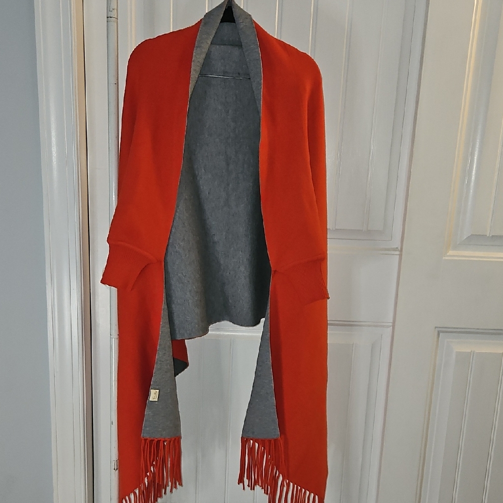 Gorgeous Poncho Cape Cardigan Wrap Scarf For Women Orange/Grey (0150)